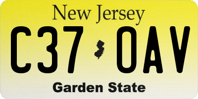 NJ license plate C37OAV