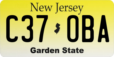 NJ license plate C37OBA