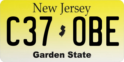 NJ license plate C37OBE