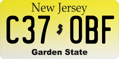 NJ license plate C37OBF