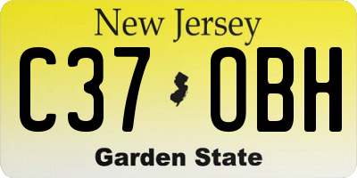 NJ license plate C37OBH