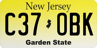 NJ license plate C37OBK