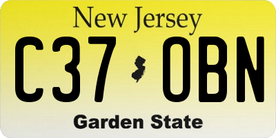 NJ license plate C37OBN