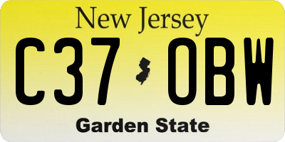 NJ license plate C37OBW