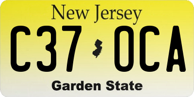 NJ license plate C37OCA