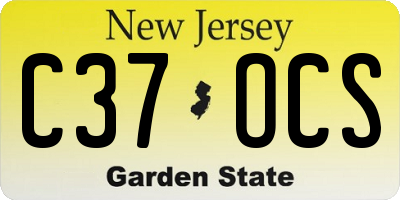 NJ license plate C37OCS