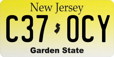 NJ license plate C37OCY
