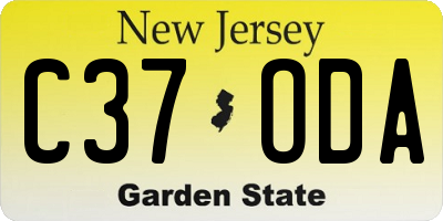 NJ license plate C37ODA