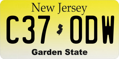 NJ license plate C37ODW
