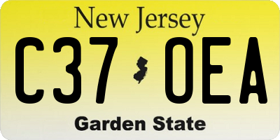 NJ license plate C37OEA