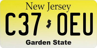 NJ license plate C37OEU