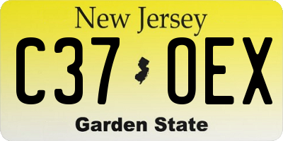 NJ license plate C37OEX