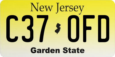 NJ license plate C37OFD