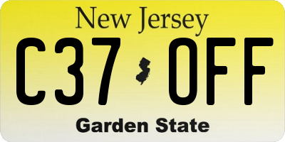 NJ license plate C37OFF