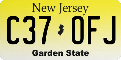 NJ license plate C37OFJ