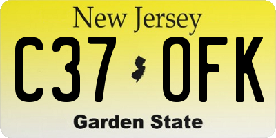 NJ license plate C37OFK