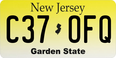NJ license plate C37OFQ