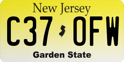 NJ license plate C37OFW