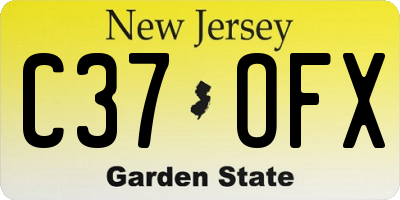 NJ license plate C37OFX