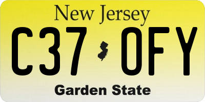 NJ license plate C37OFY