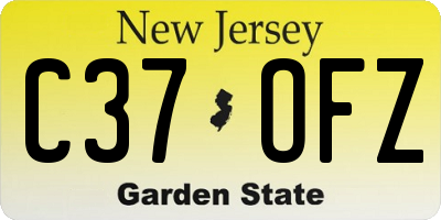 NJ license plate C37OFZ