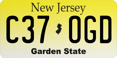 NJ license plate C37OGD
