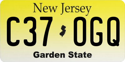 NJ license plate C37OGQ