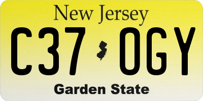 NJ license plate C37OGY