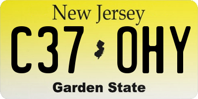 NJ license plate C37OHY