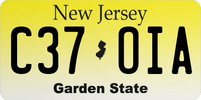 NJ license plate C37OIA