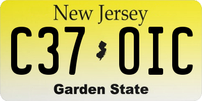 NJ license plate C37OIC