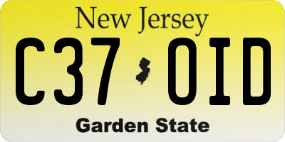 NJ license plate C37OID