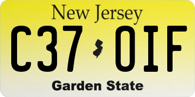 NJ license plate C37OIF
