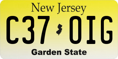NJ license plate C37OIG