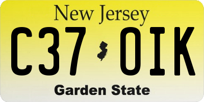 NJ license plate C37OIK
