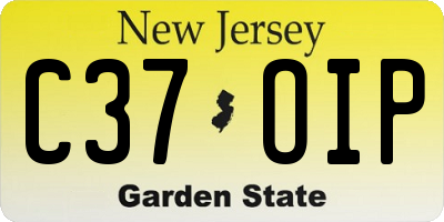 NJ license plate C37OIP