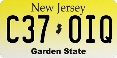 NJ license plate C37OIQ