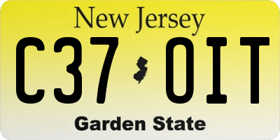 NJ license plate C37OIT