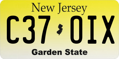NJ license plate C37OIX