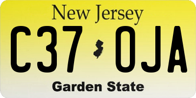 NJ license plate C37OJA