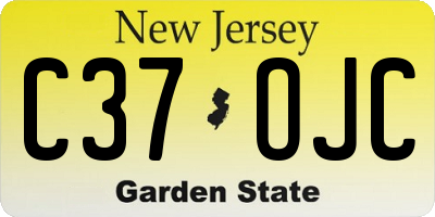 NJ license plate C37OJC