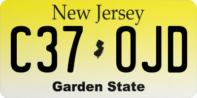 NJ license plate C37OJD