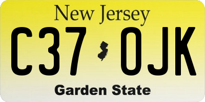 NJ license plate C37OJK
