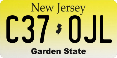 NJ license plate C37OJL