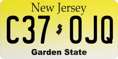 NJ license plate C37OJQ
