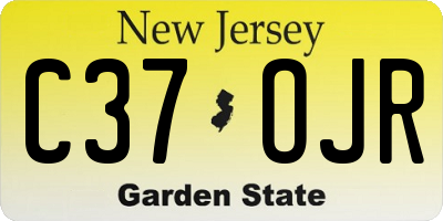 NJ license plate C37OJR