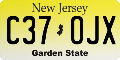 NJ license plate C37OJX