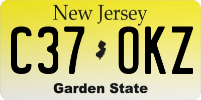 NJ license plate C37OKZ