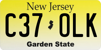 NJ license plate C37OLK