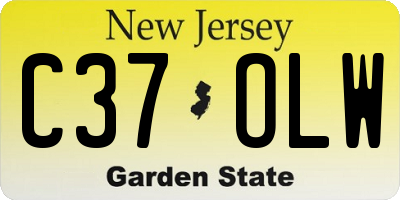 NJ license plate C37OLW